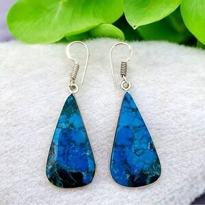 Blue Turquoise Silver Earrings